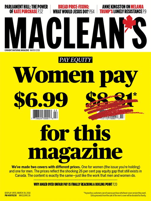 Canada : un magazine est vendu plus cher aux hommes ! Canada : un magazine est vendu plus cher aux hommes !